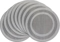 PIGCHCY Round Placemat Set of 8 Vinyl Washable Kitchen 15 inch Table Placemats for Wedding Holiday Party (8pcs Round, Deep Silver)