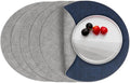 Myir JUN Round Placemats Dual Sided, Faux Leather Place Mats Set of 6 Indoor Placemat for Dining Table Outdoor Place Mat Non-Slip Washable Table Mats (Gray Blue, Set of 6)