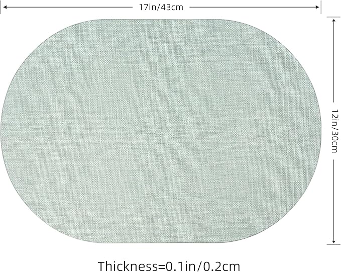 Oval Placemats for Dining Table Set of 6, Washable Leather Table Mats, Waterproof Heat-Resistant Non-Slip Kitchen Placemats, Simple Style Oval Design