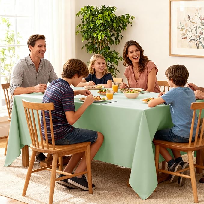 10-Pack Sage Green Tablecloths for Rectangle Tables, 60 x 84 Inches, Stain-Resistant Polyester Fabric for 4 Foot Tables - Washable Table Covers for Weddings, Birthday Parties, Events