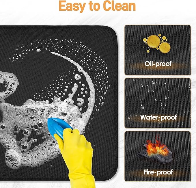 24x36in Heat Resistant Grill Mats for Outdoor Grill to Protect Your Prep Table and Outdoor Grill Table - Fire Proof & Water Proof & Oil Proof BBQ Mat - Black (0.6mm)