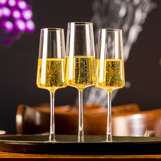 Stölzle Lausitz Champagne Glasses Power 6-Piece Set 240ml – Elegant Flutes Ideal for Prosecco & Sparkling Wine – Crystal Champagne Glasses – Dishwasher- & Shockproof