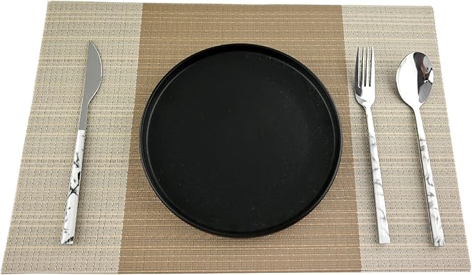 Gugrida Vinyl Grey Florals Placemats Heat Resistant Dining Table Mats Non-Slip Washable Place Mats Set of 6