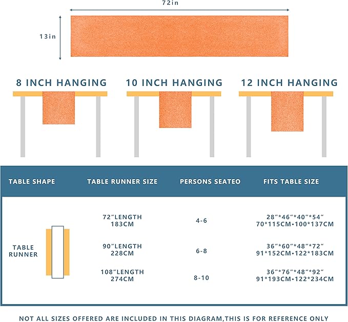 Orange Table Runner 13 x 36 Inches Long, Cotton Linen Farmhouse Style Fall Dresser Scarf for Kitchen Dining Coffee Table Parties Wedding Home Decor (13” x 36”, Orange)