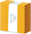 Blue Needles Solid Cloth Napkins Set of 12 Golden Yellow 100% Cotton Dinner Napkins 18x18 inches - Soft, Reusable, Absorbent & Washable Linen Ideal for Wedding Events, Parties & Everyday Use