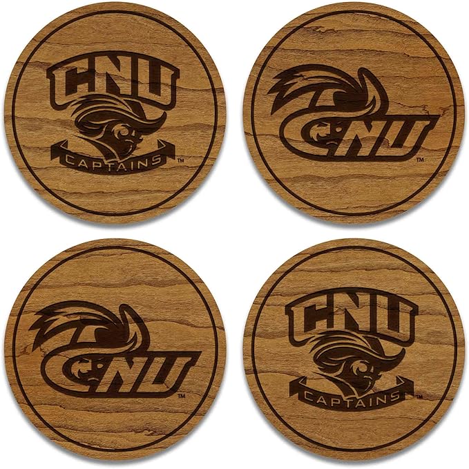 LazerEdge Christopher Newport Captains Wooden Coaster Set - Cherry Wood - Officially Licensed Product - 4-Pack