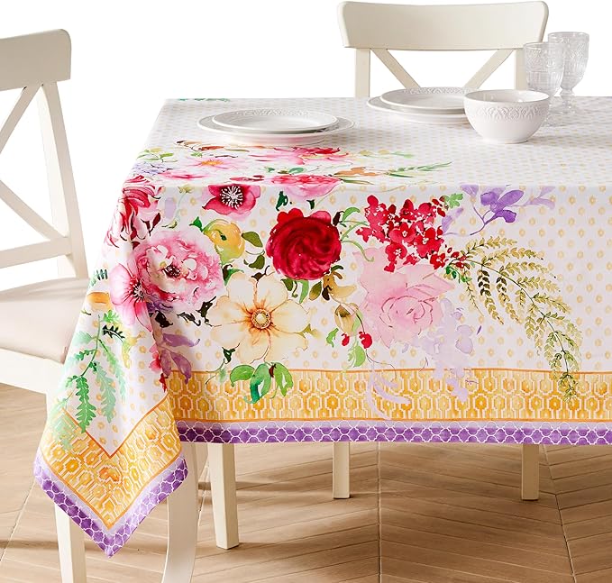 Maison d' Hermine Premium Table Cloth Rectangle Table 100% Combed Cotton 120 x 70 Inches Tablecloth Reusable Decorative for Dining Room, Farmhouse, Home, Party, Festive & Wedding - Summer Joy