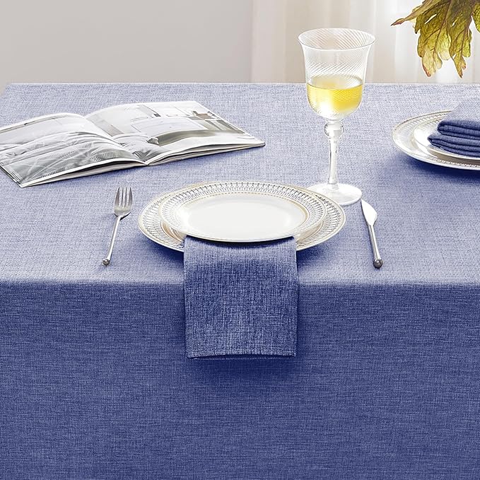 Softalker Blue Tablecloths Rectangular 84x60 inch Linen Textured Table Cloth Waterproof, Stain and Wrinkle Resistant, Outdoor Table Cloth for 6 Foot Rectangle Tables Decor for Party Holiday Birthday