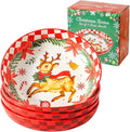 Pasta Bowls 42 Oz, Serving Bowls Set of 4, Ceramic Plate for Kitchen,Salad, Dinner, Microwave Oven and Dishwasher Safe, Versatile Christmas Dishes for Holiday Entertaining, Red