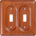 Double Toggle Light Switch Cover Plate in Cherry Wood Elegant Wooden Light Switch Cover Plate for 2 Toggle Light Switch Double Rocker Design