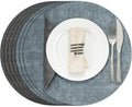 Myir JUN Round Placemats Dual Sided, Faux Leather Place Mats Set of 4 Indoor Placemats for Dining Table Outdoor Placemats Non-Slip Washable Table Mats (Set of 8, Gray Light Blue)