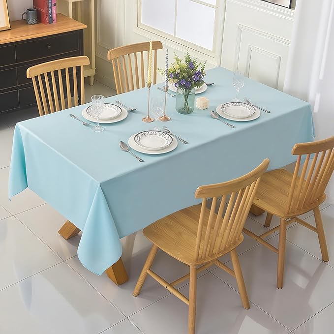 6-Pack 60x84 inch Dusty Blue Table Cloths, Solid Stain and Wrinkle Resistant Oblong Tablecloth, Premium Plain Weave Polyester Fabric Rectangle Table Linen Covers for Hotel, Banquet