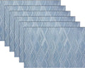 Druable Placemats Set of 6, Plastic Heat-Resistant Non-Slip Vinyl Place Mats Washable Easy to Clean Indoor Outdoor (18"x12", Blue)