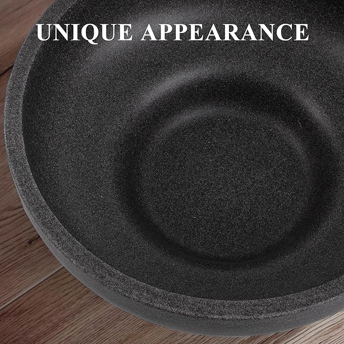 Large Decorative Resin Bowl, Modern Handicraft Bowls for Home Decor, Decorative Fruit Bowl for Kitchen Counter, Stylish Key Bowl for Entry Table, Artificial Stone Black