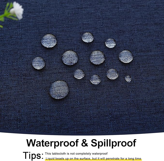 Smiry Rectangle Table Cloth Linen Textured, Waterproof Spillproof Anti-Wrinkle Burlap Tablecloth, Washable Decorative Fabric Table Cover for Dining, Party, Banquet, 54 x 78 Inch, Navy