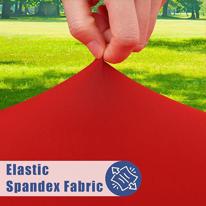 Round Spandex Tablecloth, Elastic Fitted Waterproof Tablecloths for 42"-50" Tables, Stretch Washable Picnic Table Cover for Camping, Dining, Indoor and Outdoor, Red
