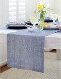 Solino Home Linen Chambray Indigo Table Runner 108 Inches Long - Athena, 100% Pure Linen 14 x 108 Inch Table Runner for Winter, Spring, Easter