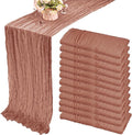 Fivenl 12 Pack Cheesecloth Table Runner 35x72 Inch Boho Gauze Rustic Cheese Cloth Long Romantic for Wedding Bridal Shower Birthday Party Decor (Dusty Blush)