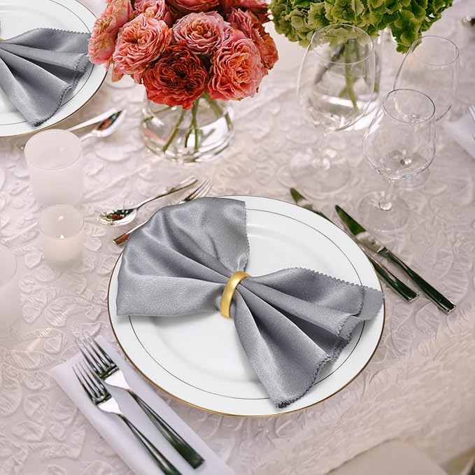 KPOSIYA Napkin Rings Set of 96, Matte Gold Napkin Rings Bulk for Table Settings, D-Shape Napkin Holders Rings for Dinner Table Decor, Easter, Fall,Thanksgiving, Christmas, Party,（Matte Gold, 96 pcs）