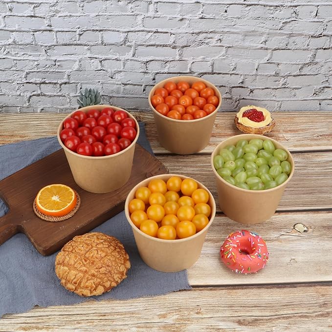 36 oz Disposable Kraft paper bowls with lids, Food containers Soup Bowls Party Supplies Treat Bowls 40 Pack