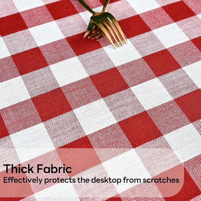 Gingham Table Cloth for Rectangle Tables red Checkered Plaid Tablecloth Heavy Duty Cotton Blend Washable & Wrinkle Table Cover for Outdoor Kitchen Dining Picnic Camping (60x84 Inch)