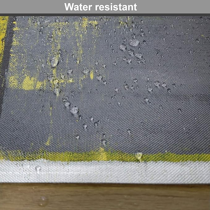 Ambesonne Grey and Yellow Place Mats Set of 4, Street Art Modern Grunge Abstract Design Squares, Washable Fabric Placemats for Dining Table, Standard Size, Charcoal Yellow
