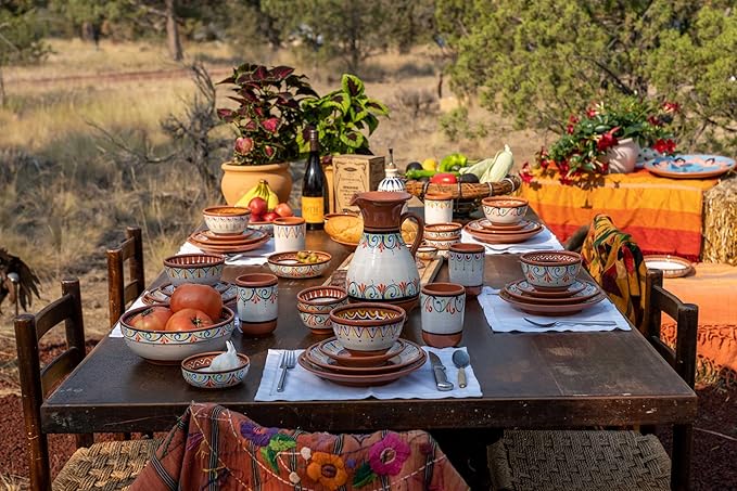 Cactus Canyon Ceramics Spanish Terracotta 5-Piece Small Tapa Plate Set, White…