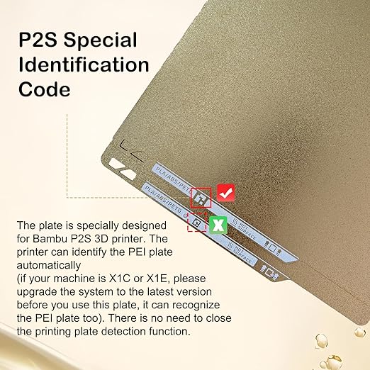 P2S PEI Build Plate Double Sided Textured PEI Sheet with Identification Code for P2S /A1/X1C/P1P/P1S/X1E 3D Printers 257x257mm PEI Coating Platform for Bambulabs
