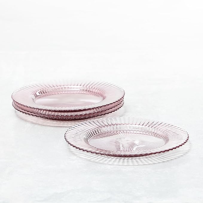 Fortessa Archie Glass 12 Piece Dinnerware Set, Service for 4, Pink