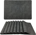 WAZAIGUR Waterproof Easy to Clean Non-Slip Heat Resistant Thick Faux Leather Placemats for Dining Table Set of 8,Grey