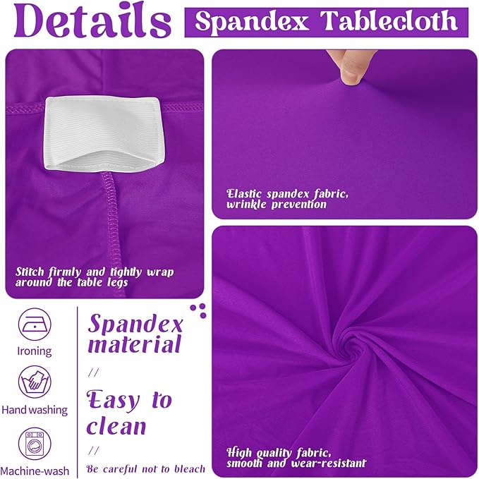 HAISIWLKJ 6 Pack Table Cloth 8ft Purple Tablecloths for Rectangle Folding Table Spandex Fitted Stretch Cover Wrinkle Resistant Washable Protector for Party, Wedding, Banquet, Festival.