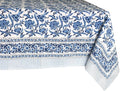 ATOSII Midnight Bloom 100% Cotton Summer Tablecloth, Block Print Blue Rectangle Table Cloth for Dining Table Parties Wedding Outdoor Decor 60 X 108 Inches I 8 Seater I Memorial Day