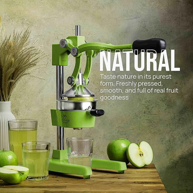 Zulay Kitchen Cast-Iron Orange Juice Squeezer - Heavy-Duty, Easy-to-Clean, Professional Citrus Juicer - Durable Stainless Steel Lemon Squeezer - Manual Citrus Press & Orange Squeezer (Light Green)