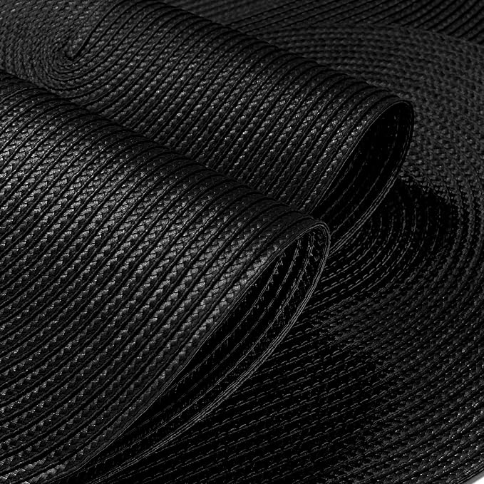 FunWheat Oval Braided Placemats Set of 8 Table Mats for Dining Tables Washable Heat Resistant Place Mats for Indoor Outdoor Use 12 x18 Inch(Oval Black, 8pcs)