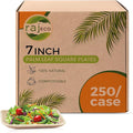Raj Palm Leaf Plates Bulk [50-Pack] 7" Square Plates(5 CASES - 250 PACK) like Bamboo plates Disposable, Strong, Decorative Compostable Tableware for weddings, Lunch, Dinner, Birthday, Camping