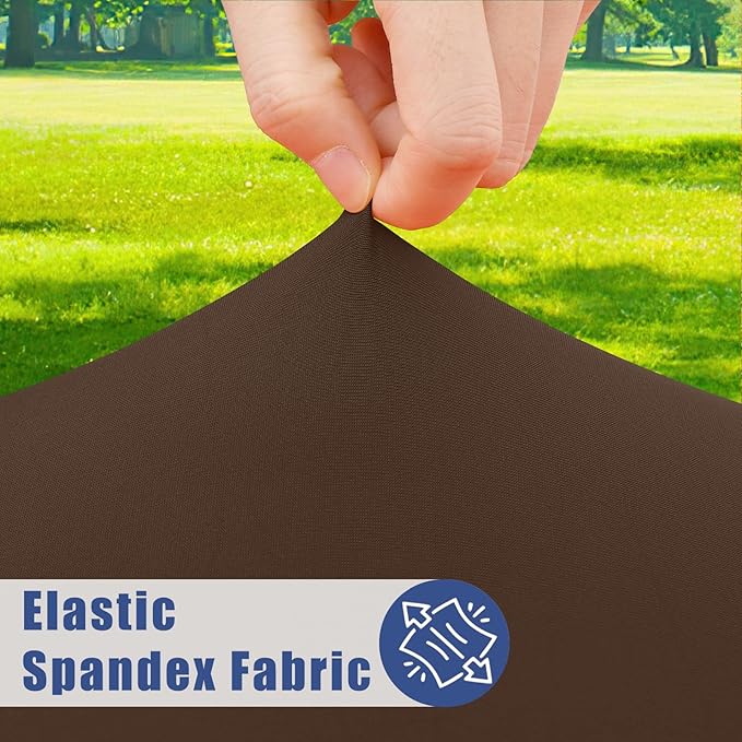 Round Spandex Tablecloth 2 Pack, Elastic Fitted Waterproof Tablecloths for 36"-44" Tables, Stretch Washable Picnic Table Cover for Camping, Dining, Indoor and Outdoor, Coffee