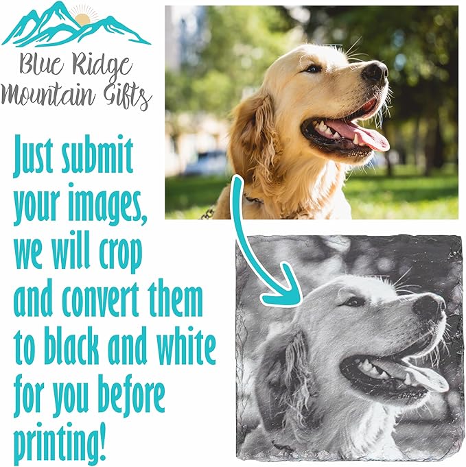 Blue Ridge Mountain Gifts - Custom Pet Coasters Printed with Photos of Your Dog, Memorial Gift for Dog Lovers, Slate Coaster for Pet Owners