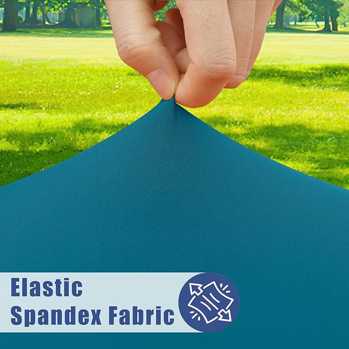 Spandex 4 Foot Rectangle Table Cloth 2 Pack, Elastic Fitted Tablecloths for Picnic, Stretch Washable Patio Table Cover for Outdoor, Camping, Banquet and Parties (Peacock Blue, 24"x48")