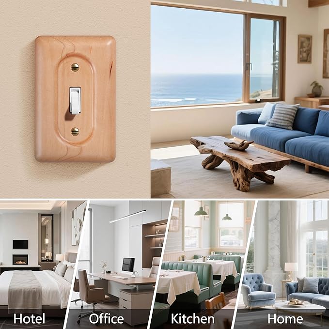 Vintage Rocker Switch Cover Plate - Maple Wood Light Switch Cover For Classic Decor