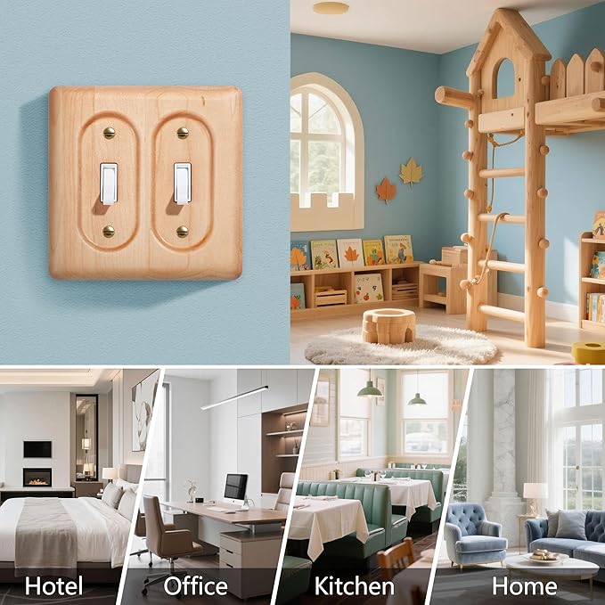 Elegant Maple Wood Cover For Double Toggle Light Switch Plate Durable And Stylish Switch Plate Replacement