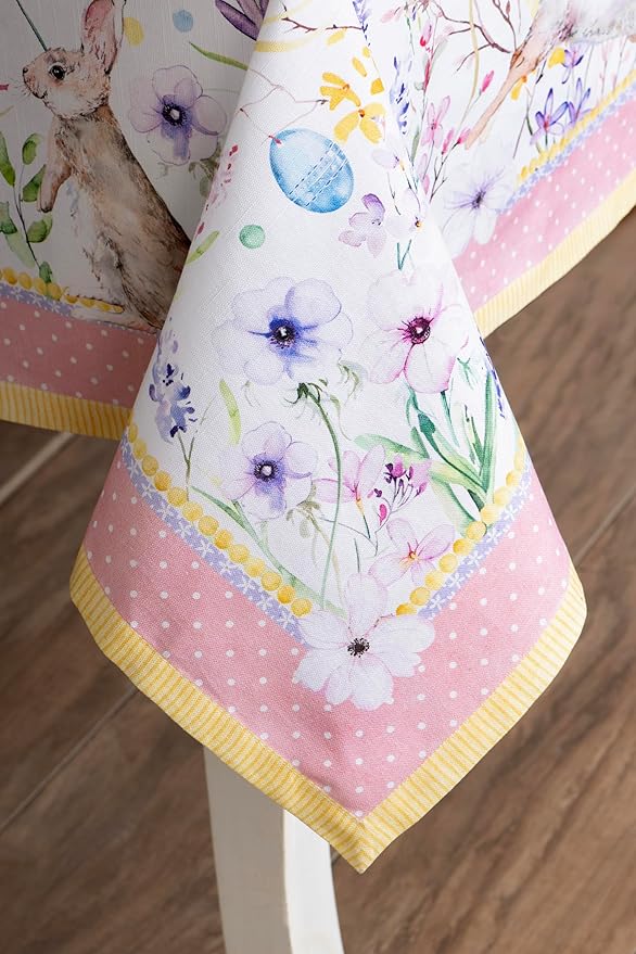 Maison d' Hermine Table Cloth Rectangle Table 100% Cotton 70 x 108 Inches Tablecloth Reusable Decorative for Dining Room Farmhouse Home Valentines Day Decorations Spring Summer - Easter Zest