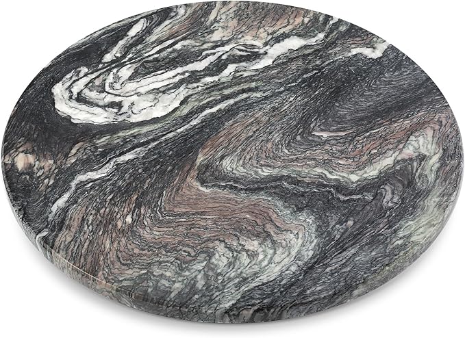 Koville 16'' Luxurious Natural Marble Lazy Susan Marble Turntable for Kitchen Dinning, Lazy Susans Organizer for Cabinet, Serving Rotation Spinning Tabletop Organizer Swiveling, Spice Rack Storage