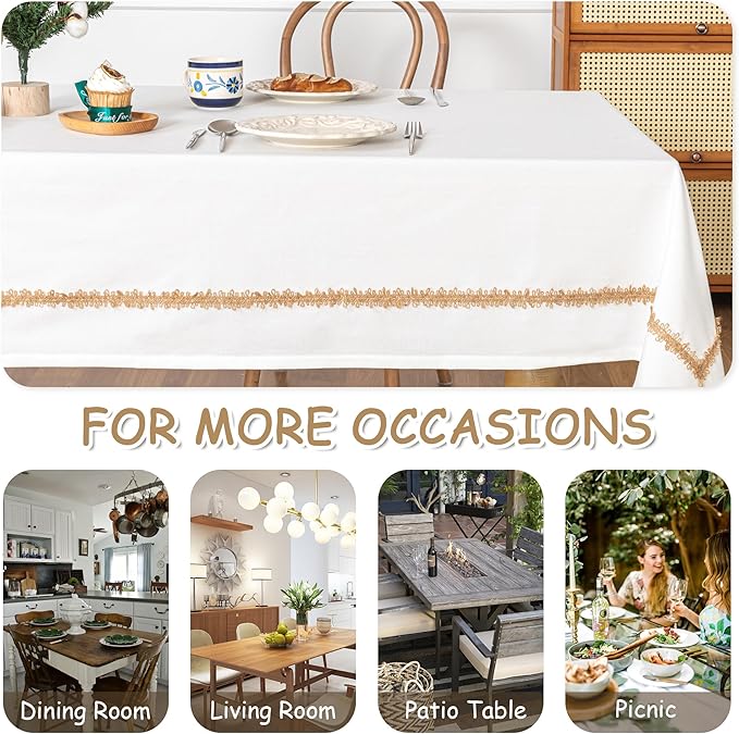 MYSKY HOME Table Cloth for Rectangular, Waterproof Tablecloth, Soft Cotton Indoor/Outdoor Tablecloths, Wrinkle Free Table Cloth Heavy Duty Rectangle Table Cloths for Parties & Dining Use, 55"X55"