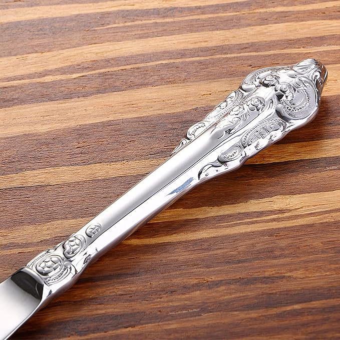 Silverware Set 18/10 Stainless Steel Flatware Sets Palace Style 56 Piece Delicate Cutlery Set for 14 Durable Home Kitchen Wedding Tableware Utensil Include Knifes Teaspoons Forks and Spoons