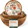 Greenual Salad Bowls Wooden Salad Bowl Set Large Bowls for Serving, Handmade with Serving Utensils Beige