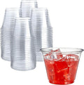 Prestee Clear Plastic Cups – 9oz Disposable PET Water, Wine, and Drink Glasses – Crystal Clear, Durable, Recyclable Party Cups – 100 Count for Holiday, Events, Coffee Shops, Restaurants