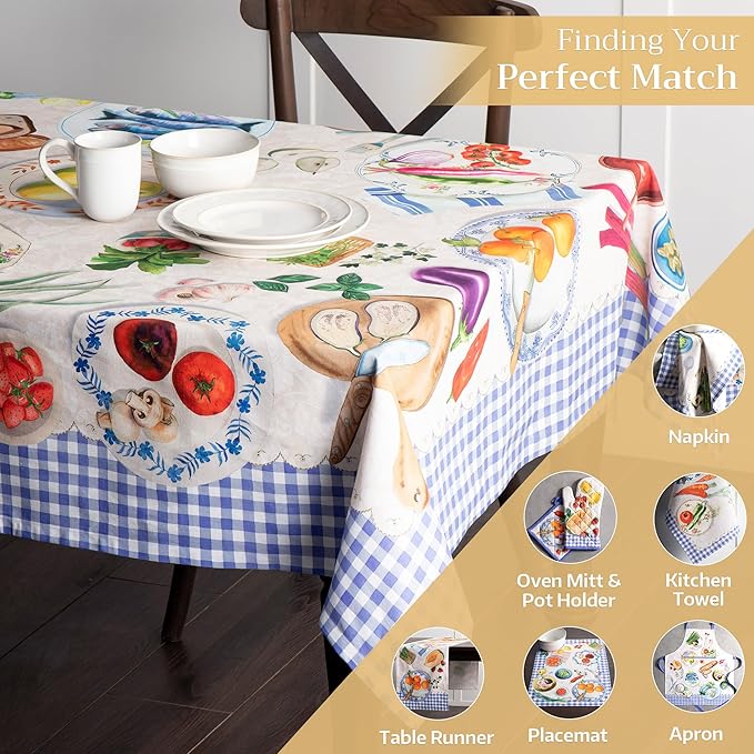 Maison d' Hermine Table Cloth Rectangle Table 100% Cotton 60 x 108 Inches Tablecloth Reusable Decorative for Dining Room Farmhouse Home Valentines Day Decorations Spring Summer - Gourmand