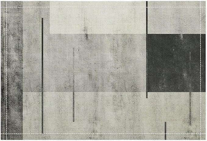 Gradient Placemat Set, Modern Minimal Black White Grey Abstract Geometric Shape Line Patchwork Pattern Home Decor Linen Table Mats for Dining Room Kitchen Party (17x12in) x4P