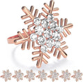 ZeeDix Christmas Snowflake Napkin Rings Set of 8- Rose Gold Rustic Dinner Tables Setting Decoration for Wedding Receptions, Christmas Holiday Party Dinner Parties