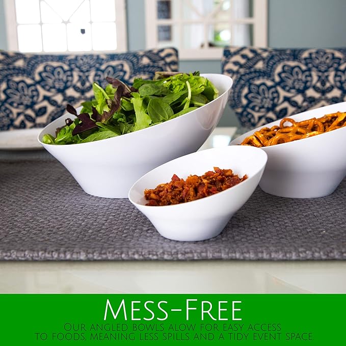 PLASTICPRO Disposable Angled Plastic Bowls Round Large Serving Bowl, Elegant for Party's, Snack, or Salad Bowl, Clear Pack of 4
